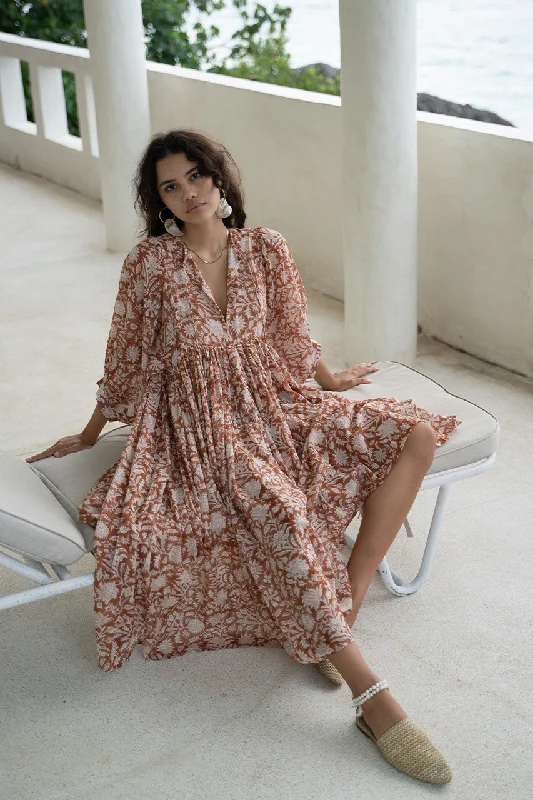 Limited Time Kyra Midi Dress ~ Caramel