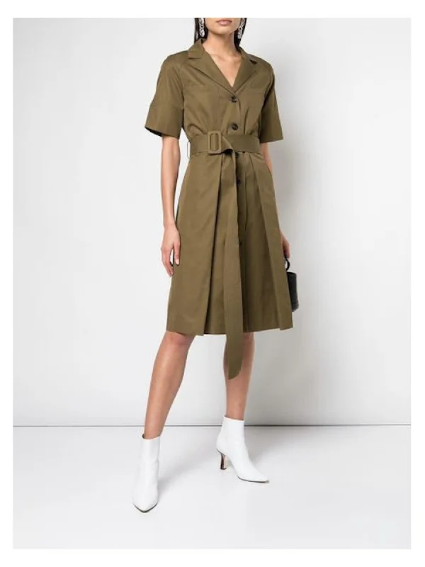 Instant Savings Adam Lippes Womens Green Belted Short Sleeve Collared Below The Knee Evening Shirt Dress Instant Savings Adam Lippes Womens Green Belted Short Sleeve Collared Below The Knee Evening Shirt Dress