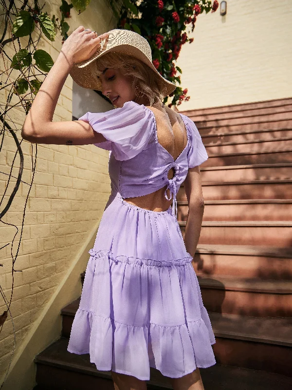 Online Only Women Lavender Sweetheart Neck Short Skater Dress