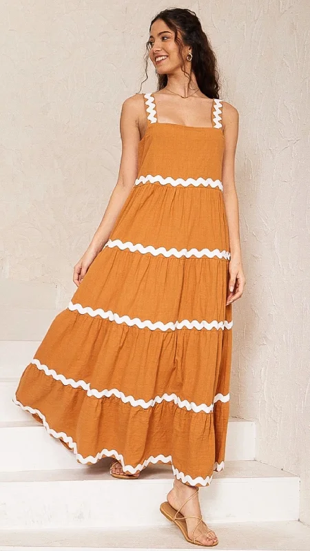 Extra Savings Carolyn Maxi Mustard/White Dress
