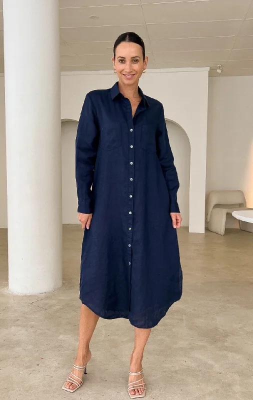 Deep Discounts Miranda Navy Shirt Maxi Dress