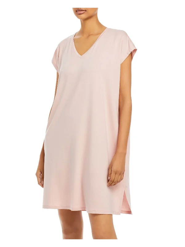 Closeout EILEEN FISHER Womens Pink Stretch Cap Sleeve V Neck Above The Knee Shift Dress Closeout EILEEN FISHER Womens Pink Stretch Cap Sleeve V Neck Above The Knee Shift Dress