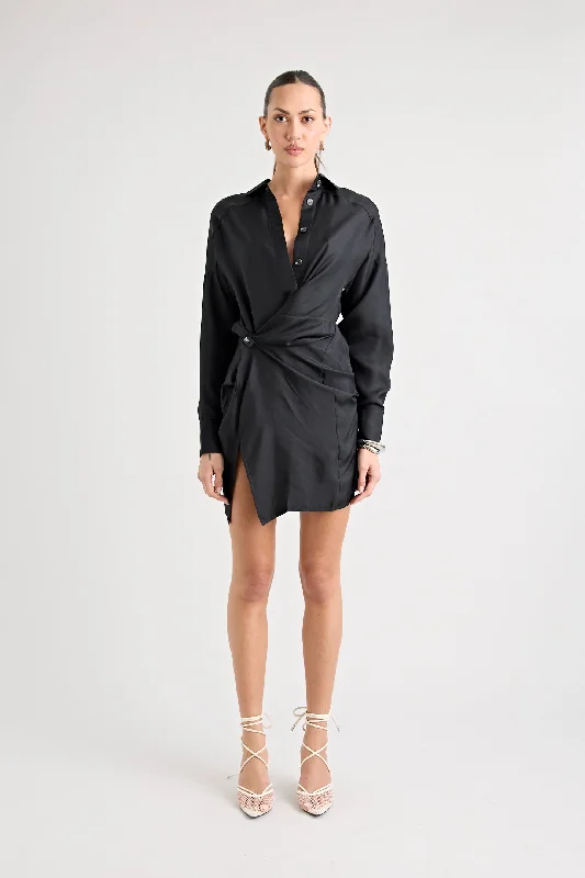 Price Drop Alert RAF SILK TWIST DRESS | BLACK