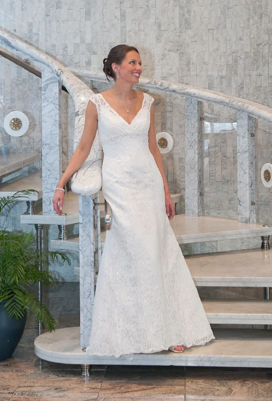 Online Only David's Bridal Beaded Lace Trumpet Gown