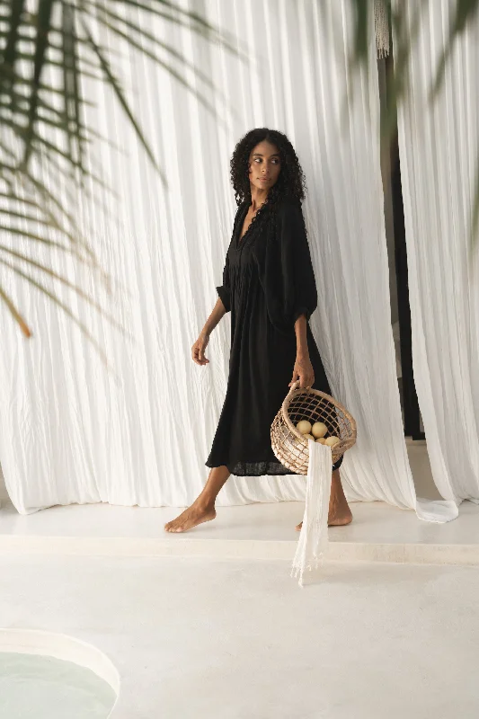 Today Only Kyra Midi Dress ~ Black Gauze