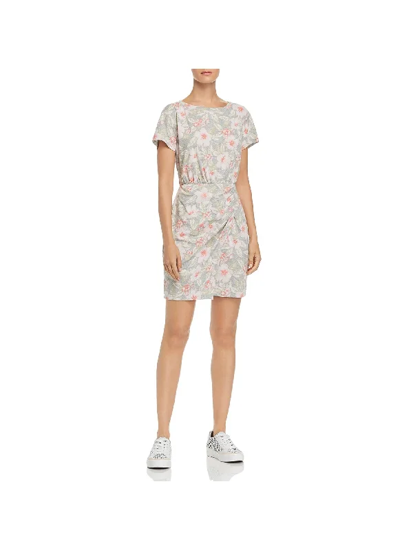 Weekend Deal REBECCA TAYLOR Womens Gray Floral Short Sleeve Crew Neck Short Sheath Dress Weekend Deal REBECCA TAYLOR Womens Gray Floral Short Sleeve Crew Neck Short Sheath Dress