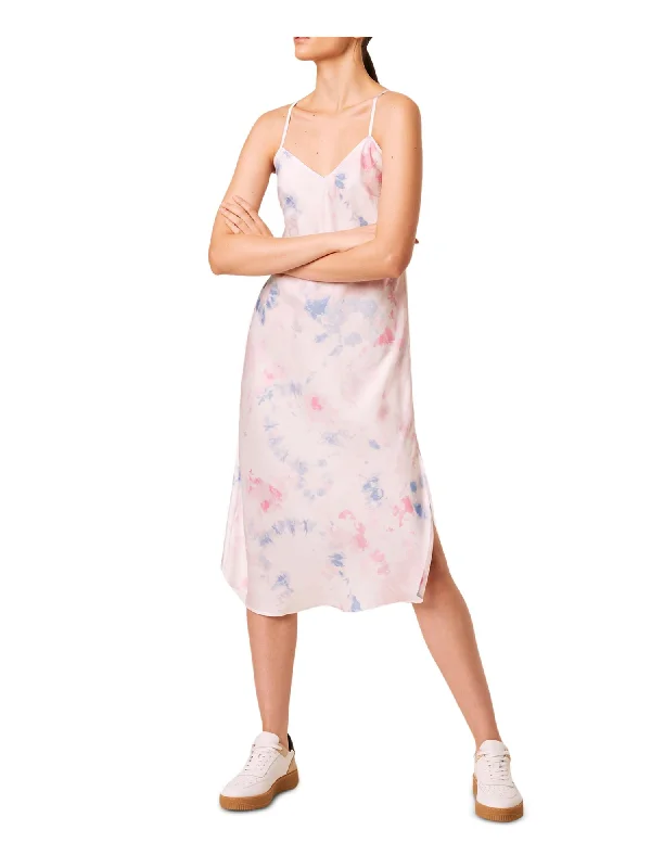 Mega Sale FRENCH CONNECTION Womens Pink Slitted Silk Acid Wash Spaghetti Strap V Neck Below The Knee Shift Dress Mega Sale FRENCH CONNECTION Womens Pink Slitted Silk Acid Wash Spaghetti Strap V Neck Below The Knee Shift Dress