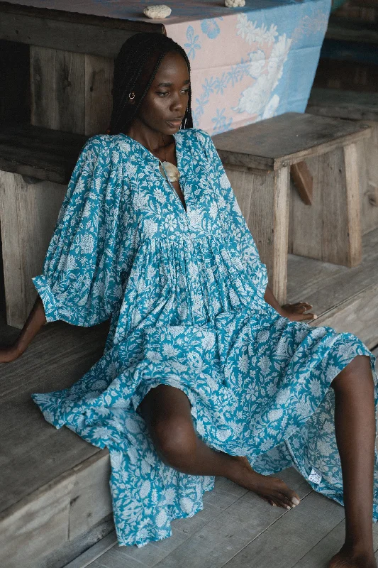 YEAR-End Sale Kyra Midi Dress ~ Ocean Blue
