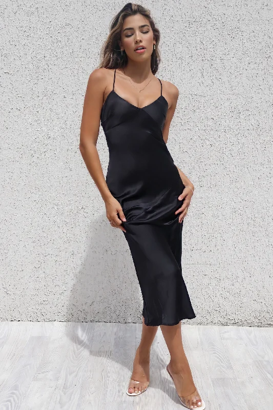 Great Deals Euphoria Satin Midi - Black