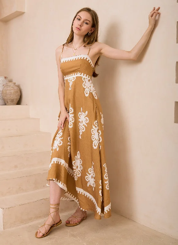 Sale Event Bali Dreams Tan/White Maxi  Dress