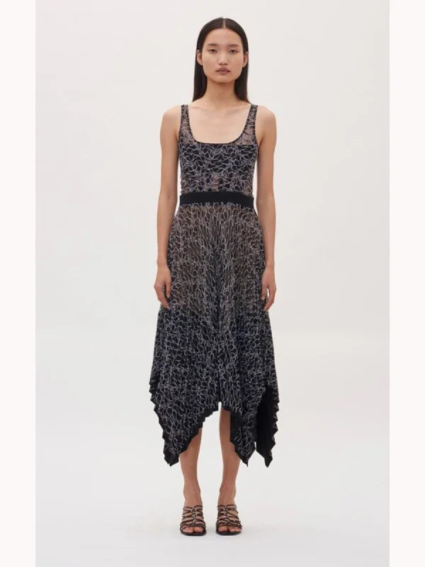 Friends and Family Sale Dion Lee Womens Black Lace Floral Sleeveless Square Neck Below The Knee Evening Hi-Lo Dress Friends and Family Sale Dion Lee Womens Black Lace Floral Sleeveless Square Neck Below The Knee Evening Hi-Lo Dress