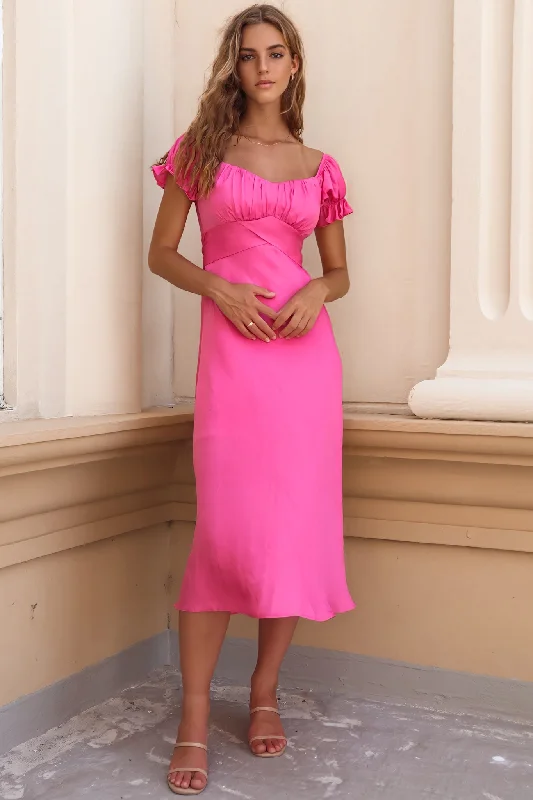 Super Deal Claudia Midi Dress - Hot Pink