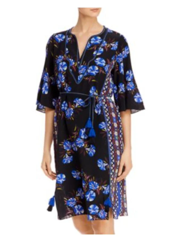 Seasonal Clearance KOBI HALPERIN Womens Sheer Floral Kimono Sleeve Split Above The Knee Wear To Work Shift Dress Seasonal Clearance KOBI HALPERIN Womens Sheer Floral Kimono Sleeve Split Above The Knee Wear To Work Shift Dress