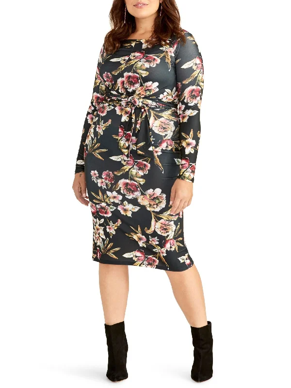 Bargain Bin RACHEL RACHEL ROY Womens Floral Long Sleeve Jewel Neck Midi Wear To Work Shift Dress Bargain Bin RACHEL RACHEL ROY Womens Floral Long Sleeve Jewel Neck Midi Wear To Work Shift Dress