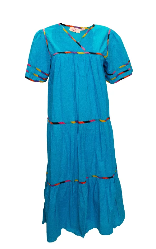 Flash Deals A Vintage 1970s bright blue Sita Cotton Boho Dress