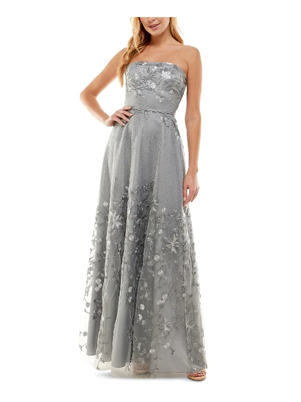 Don’t Miss Out CITY STUDIO Womens Embroidered Sleeveless Strapless Full-Length Formal Gown Dress Don’t Miss Out CITY STUDIO Womens Embroidered Sleeveless Strapless Full-Length Formal Gown Dress