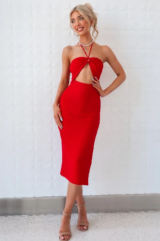Blowout Deals Ezra Midi Dress - Red