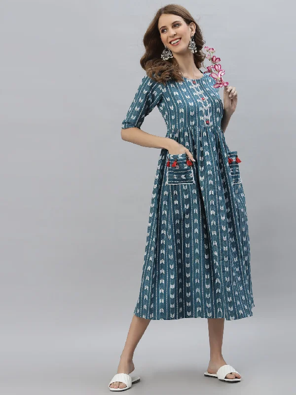 Limited Edition Self Design Cotton Blend Maxi Dress