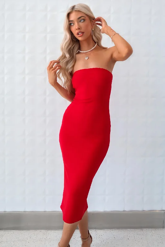 Final Clearance Dora Midi Dress - Red