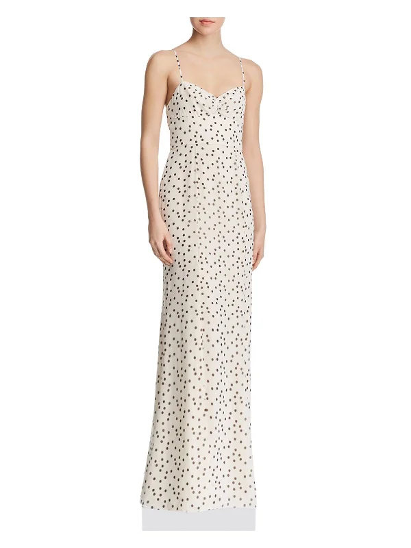 Super Sale FAME AND PARTNERS Womens Beige Polka Dot Spaghetti Strap Scoop Neck Full-Length Party Empire Waist Dress Super Sale FAME AND PARTNERS Womens Beige Polka Dot Spaghetti Strap Scoop Neck Full-Length Party Empire Waist Dress