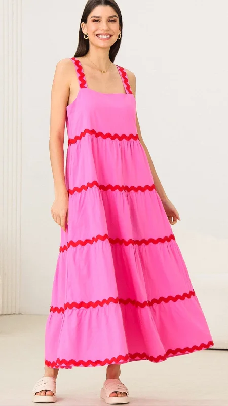 Closeout Carolyn Maxi Pink/Red Dress 2