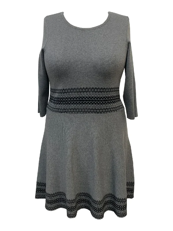 The Best Prices TAYLOR Womens Knit Heather 3/4 Sleeve Jewel Neck Knee Length Wear To Work Fit + Flare Dress