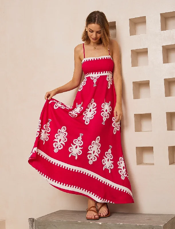 Price Rollback Bali Dreams Hot Pink/White Maxi  Dress