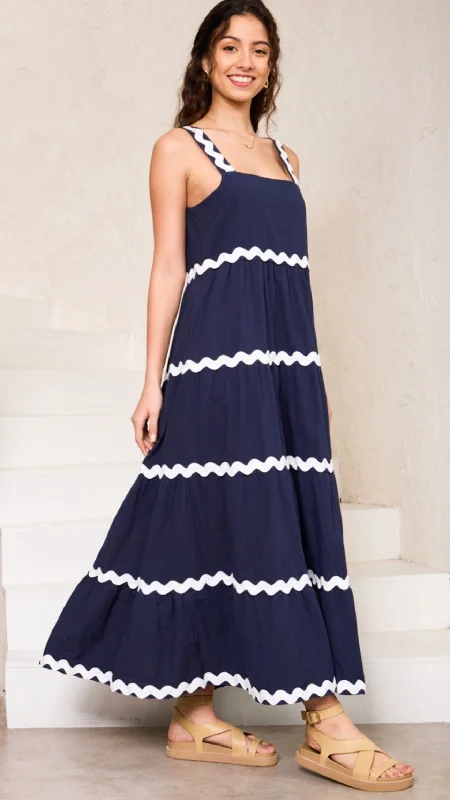 Epic Deals Carolyn Maxi Navy/White Dress