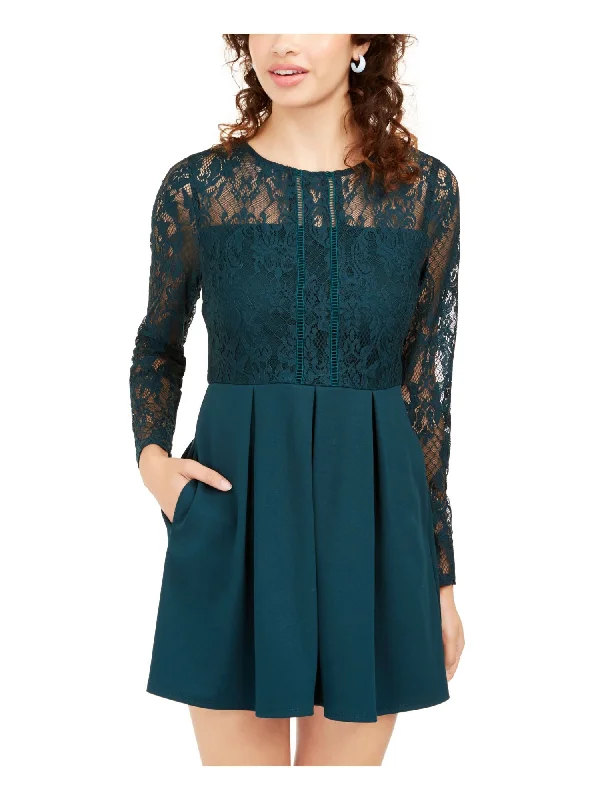 Special Price SPEECHLESS Womens Lace Long Sleeve Jewel Neck Mini Party Fit + Flare Dress Special Price SPEECHLESS Womens Lace Long Sleeve Jewel Neck Mini Party Fit + Flare Dress