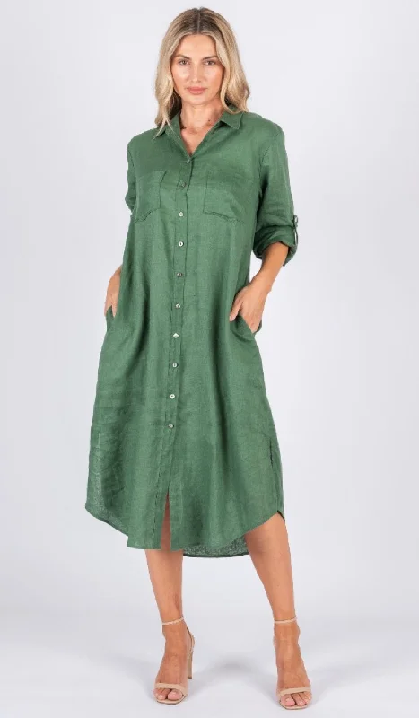 Can't Miss Miranda Green Shirt Maxi Dress
