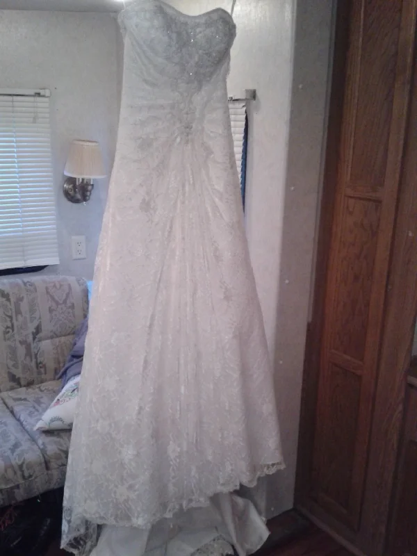 Fantastic Offers David's Bridal Allover lace A-line gown with beaded motif detail/