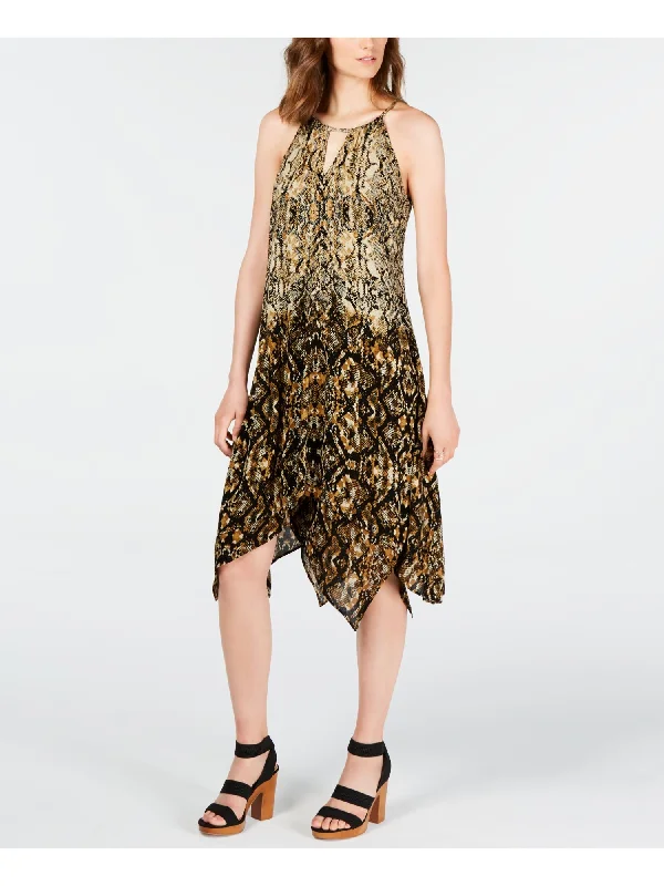 Epic Deals INC Womens Animal Print Keyhole Below The Knee Evening Fit + Flare Dress