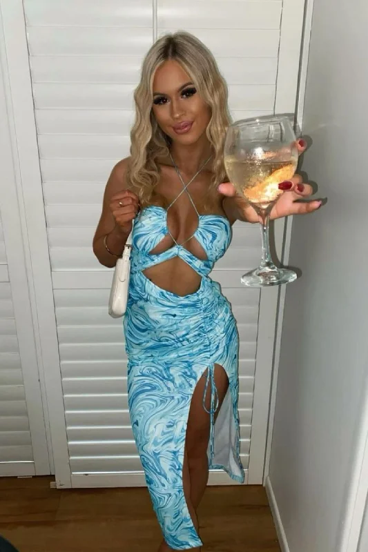 Price Cut Dixie Midi Dress - Blue Swirl
