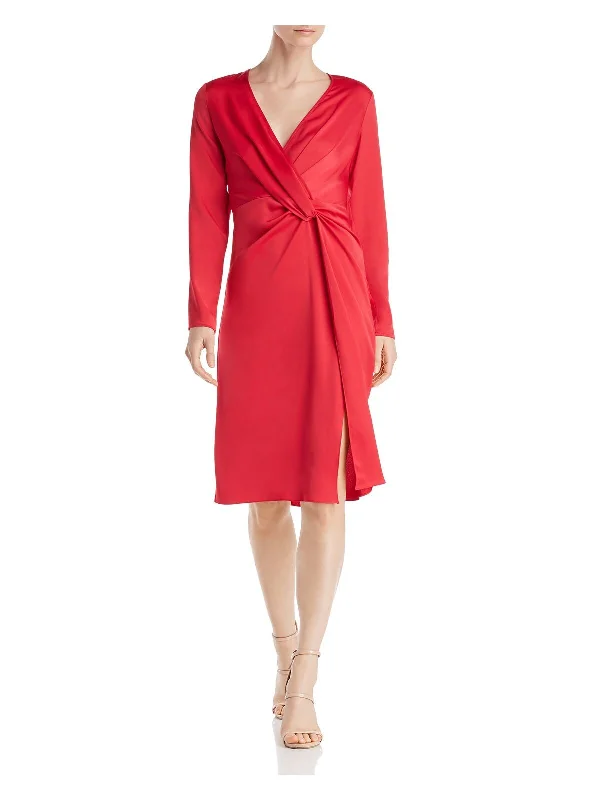 New Markdowns Jaygodfrey Womens Red Long Sleeve V Neck Above The Knee Evening Dress