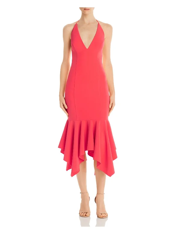 Deep Discounts AIDAN MATTOX Womens Coral Zippered Spaghetti Strap V Neck Below The Knee Evening Hi-Lo Dress Deep Discounts AIDAN MATTOX Womens Coral Zippered Spaghetti Strap V Neck Below The Knee Evening Hi-Lo Dress