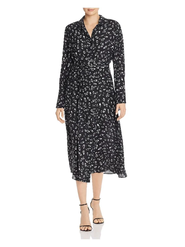 Quick Sale FAME AND PARTNERS Womens Black Long Sleeve V Neck Below The Knee Shift Dress Quick Sale FAME AND PARTNERS Womens Black Long Sleeve V Neck Below The Knee Shift Dress