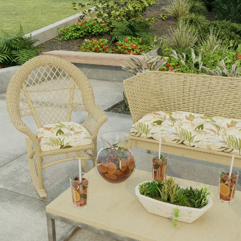 Price Reduction 18" x 18" Beige Leaves Contoured Outdoor Wicker Seat Cushion - Set of 2 - 18'' L x 18'' W x 4'' H Price Reduction 18" x 18" Beige Leaves Contoured Outdoor Wicker Seat Cushion - Set of 2 - 18'' L x 18'' W x 4'' H