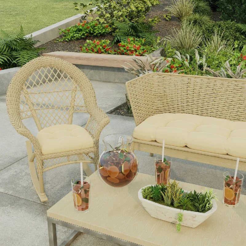 Quick Sale 18" x 18" Beige Solid Contoured Outdoor Wicker Seat Cushion - Set of 2 - 18'' L x 18'' W x 4'' H Quick Sale 18" x 18" Beige Solid Contoured Outdoor Wicker Seat Cushion - Set of 2 - 18'' L x 18'' W x 4'' H