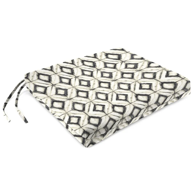 Super Bargain 19" x 17" Black Geometric Outdoor Seat Cushion with Ties - 19" W x 17" L x 2" H Super Bargain 19" x 17" Black Geometric Outdoor Seat Cushion with Ties - 19" W x 17" L x 2" H