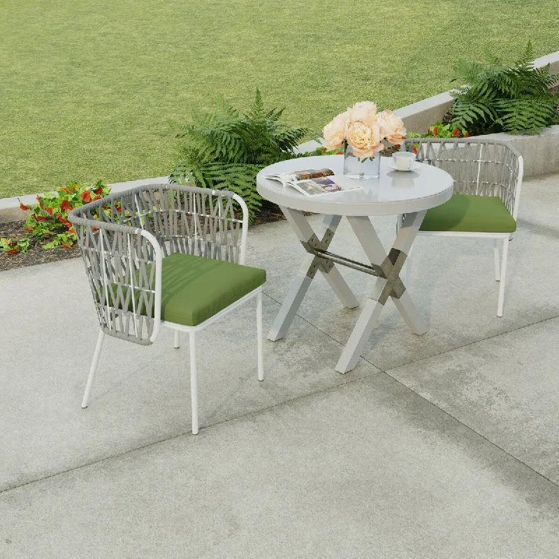 Don't Miss 19" x 17" Green Solid Outdoor Seat Cushion with Ties - Set of 2 - 19" W x 17" L x 2" H Don't Miss 19" x 17" Green Solid Outdoor Seat Cushion with Ties - Set of 2 - 19" W x 17" L x 2" H