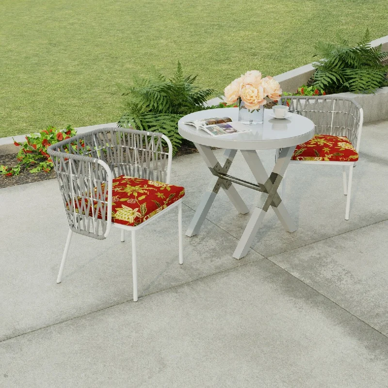 Deal of the Week 19" x 17" Red Floral Outdoor Seat Cushion with Ties - Set of 2 - 19" W x 17" L x 2" H Deal of the Week 19" x 17" Red Floral Outdoor Seat Cushion with Ties - Set of 2 - 19" W x 17" L x 2" H