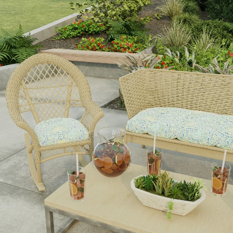 Best Bargains 19" x 19" Blue and Green Medallion Outdoor Wicker Seat Cushion - Set of 2 - 19'' L x 19'' W x 4'' H Best Bargains 19" x 19" Blue and Green Medallion Outdoor Wicker Seat Cushion - Set of 2 - 19'' L x 19'' W x 4'' H
