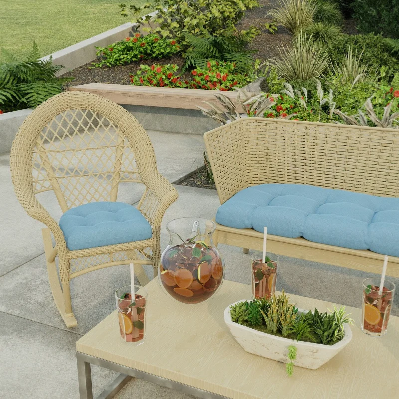 Today’s Special 19" x 19" Blue Solid Outdoor Wicker Seat Cushion - Set of 2 - 19'' L x 19'' W x 4'' H Today’s Special 19" x 19" Blue Solid Outdoor Wicker Seat Cushion - Set of 2 - 19'' L x 19'' W x 4'' H