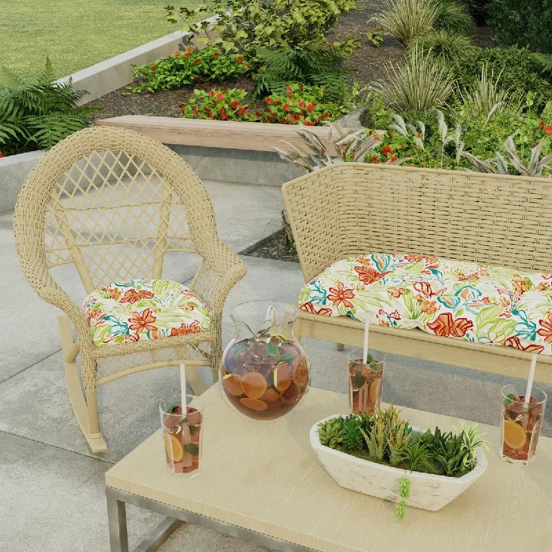 Exclusive Offers 19" x 19" Multicolor Floral Outdoor Wicker Seat Cushion - Set of 2 - 19'' L x 19'' W x 4'' H Exclusive Offers 19" x 19" Multicolor Floral Outdoor Wicker Seat Cushion - Set of 2 - 19'' L x 19'' W x 4'' H