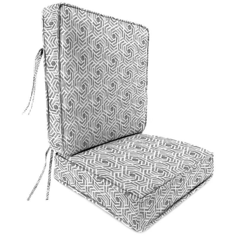 Markdown Madness 22" x 45" Gray Geometric Outdoor Deep Seat Chair Cushion Set with Ties - 45'' L x 22'' W x 4'' H Markdown Madness 22" x 45" Gray Geometric Outdoor Deep Seat Chair Cushion Set with Ties - 45'' L x 22'' W x 4'' H