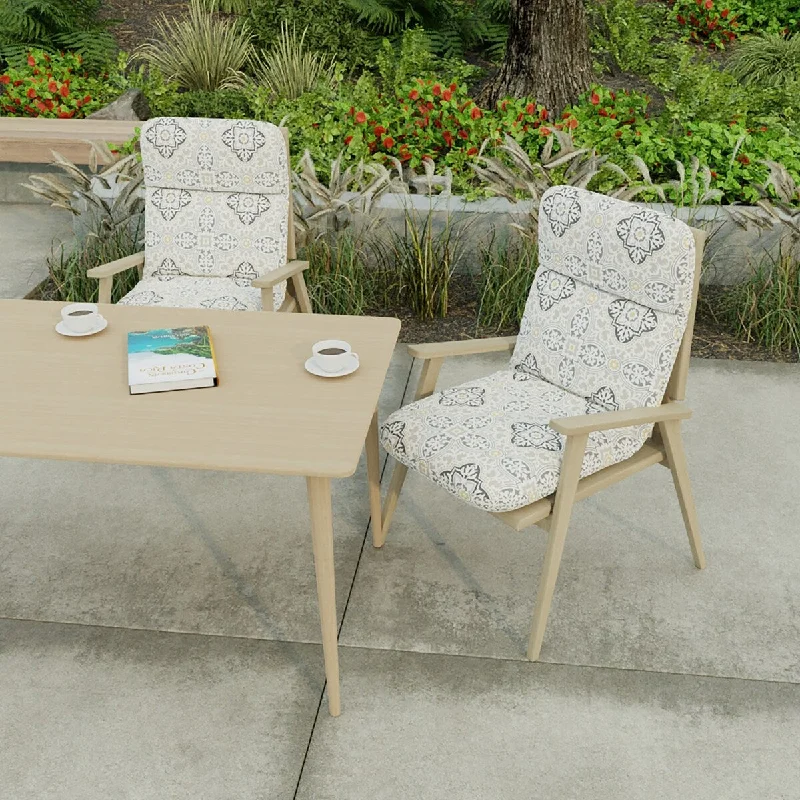 Clearance Sale 22" x 45" Grey Quatrefoil Outdoor Chair Cushion with Ties and Loop - 45'' L x 22'' W x 5'' H Clearance Sale 22" x 45" Grey Quatrefoil Outdoor Chair Cushion with Ties and Loop - 45'' L x 22'' W x 5'' H