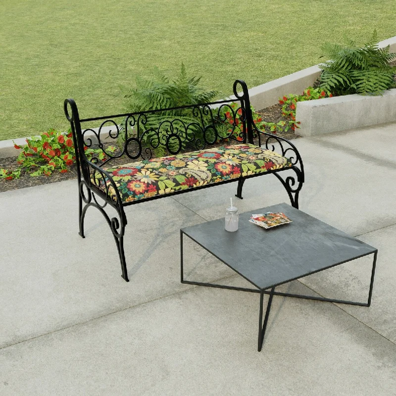 New Deals 48" x 18" Multicolor Floral Outdoor Bench Cushion with Ties - 18'' L x 48'' W x 3.5'' H New Deals 48" x 18" Multicolor Floral Outdoor Bench Cushion with Ties - 18'' L x 48'' W x 3.5'' H