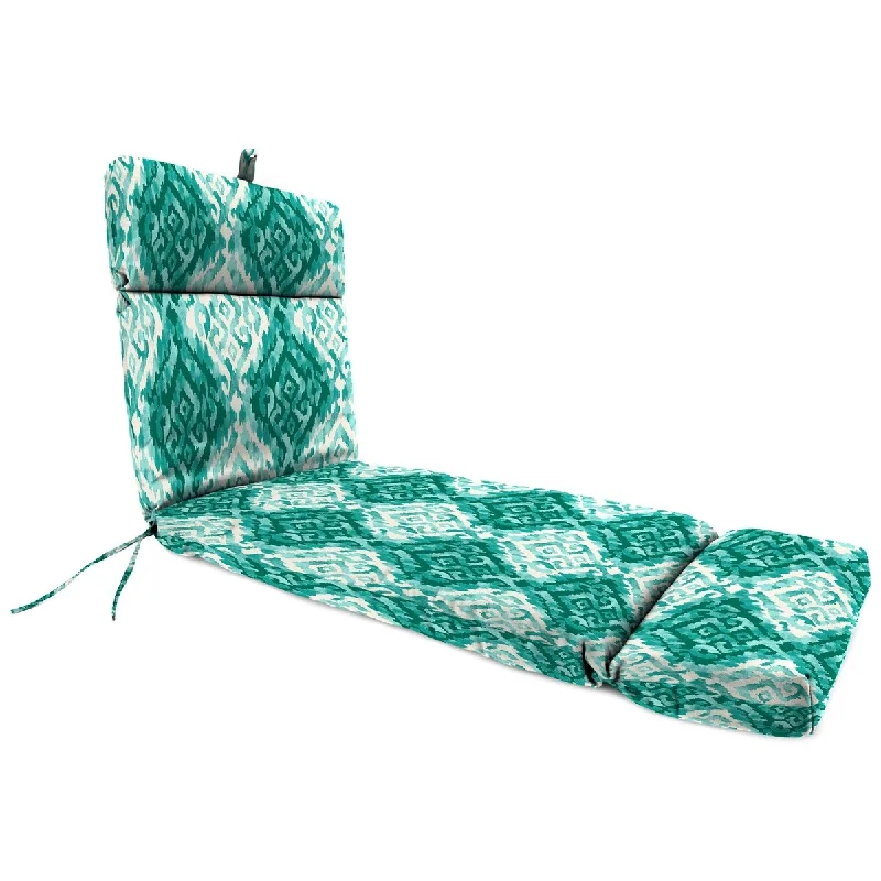 Year-End Clearance 72" x 22" Teal Ikat Outdoor Chaise Lounge Cushion with Ties and Loop - 72'' L x 22'' W x 3.5'' H Year-End Clearance 72" x 22" Teal Ikat Outdoor Chaise Lounge Cushion with Ties and Loop - 72'' L x 22'' W x 3.5'' H