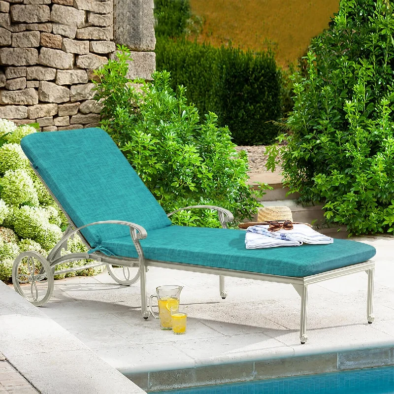 Don't Wait Aqua Textured Print Outdoor Lounger Cushion 22 x 73 in Aqua - 22" x 73"