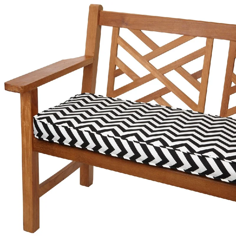 Don't Wait Black Chevron 48-inch Indoor/ Outdoor Corded Bench Cushion